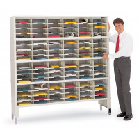 Mailroom Funiture and Office Oragnizer 72"W x 15-3/4"D, 96 Pocket Sorter with Leg Riser and 11-1/2"W Shelves